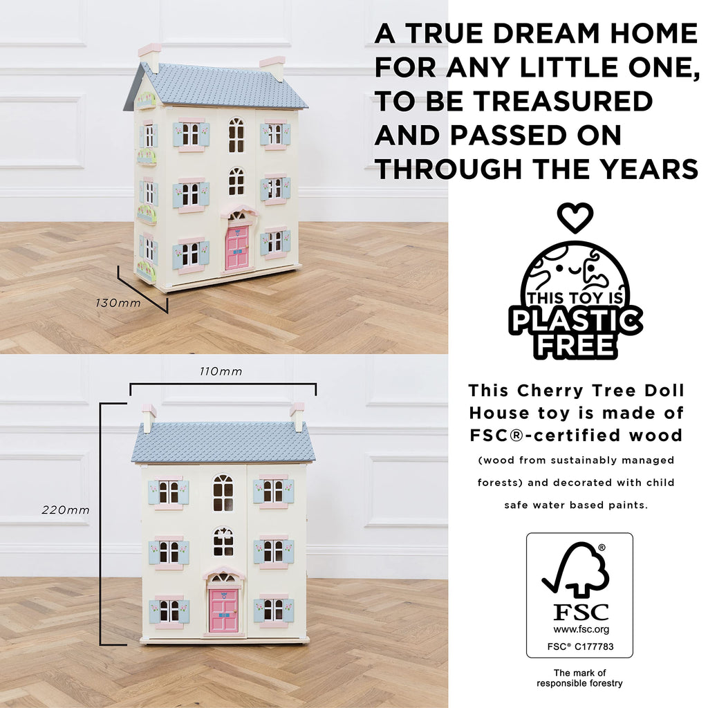 4 Storey Wooden Doll House Play Set X6876