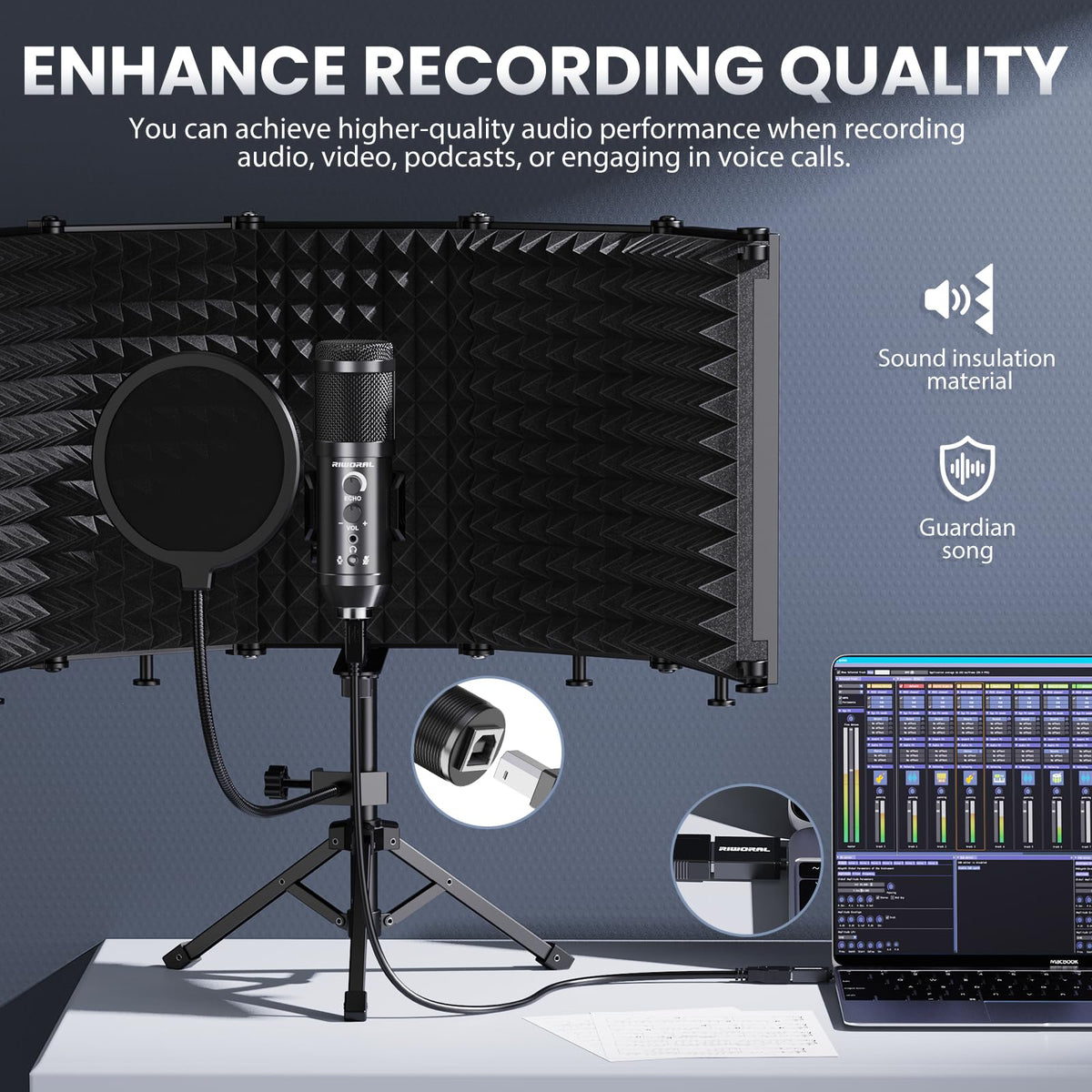 Microphone Isolation Shield with Pop Filter & Tri-Stand Kit P259125