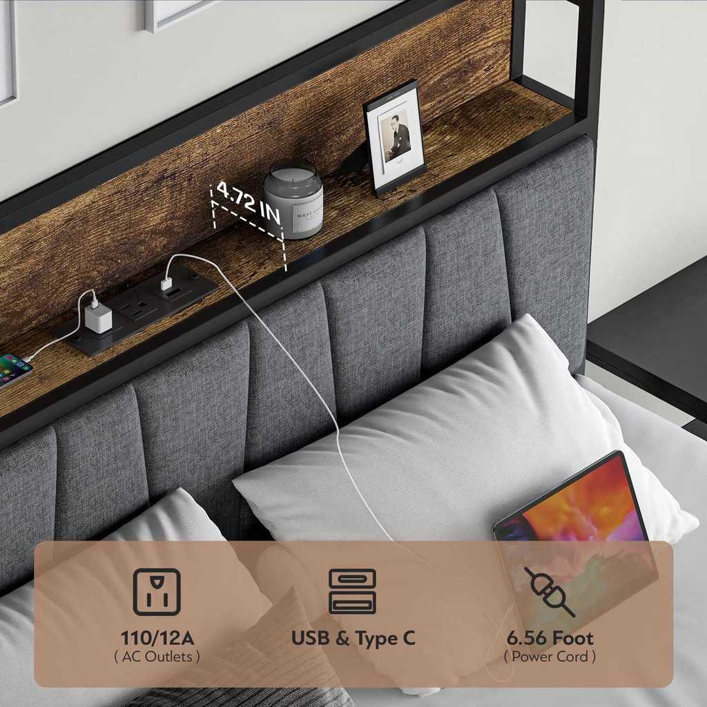 Full Size Storage Bed Frame with Headboard X12442