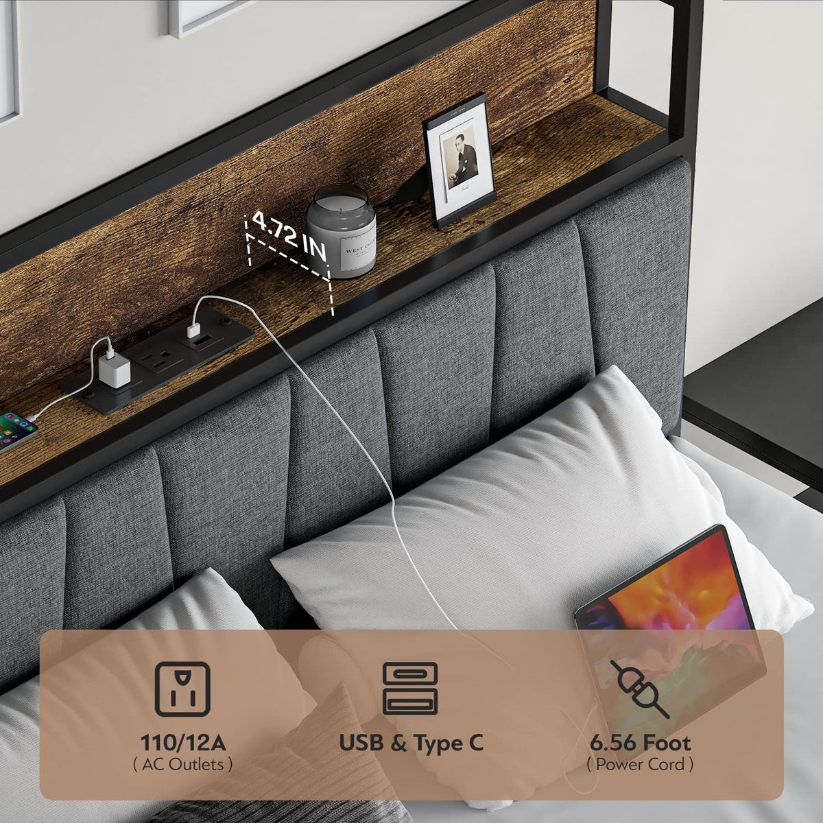 Full Size Storage Bed Frame with Headboard X12442