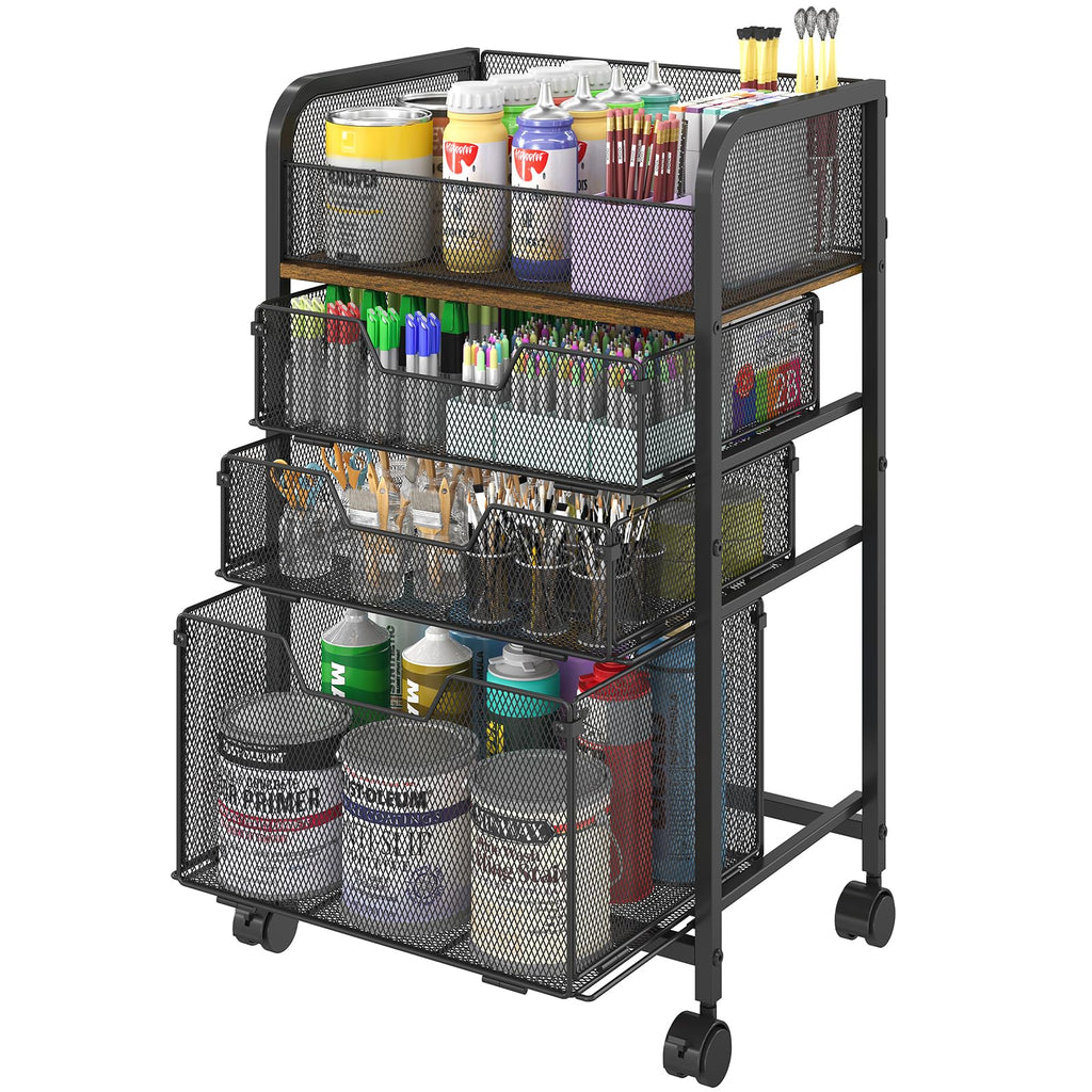 4-Tier Rolling Utility Cart with 3 Drawers H28059