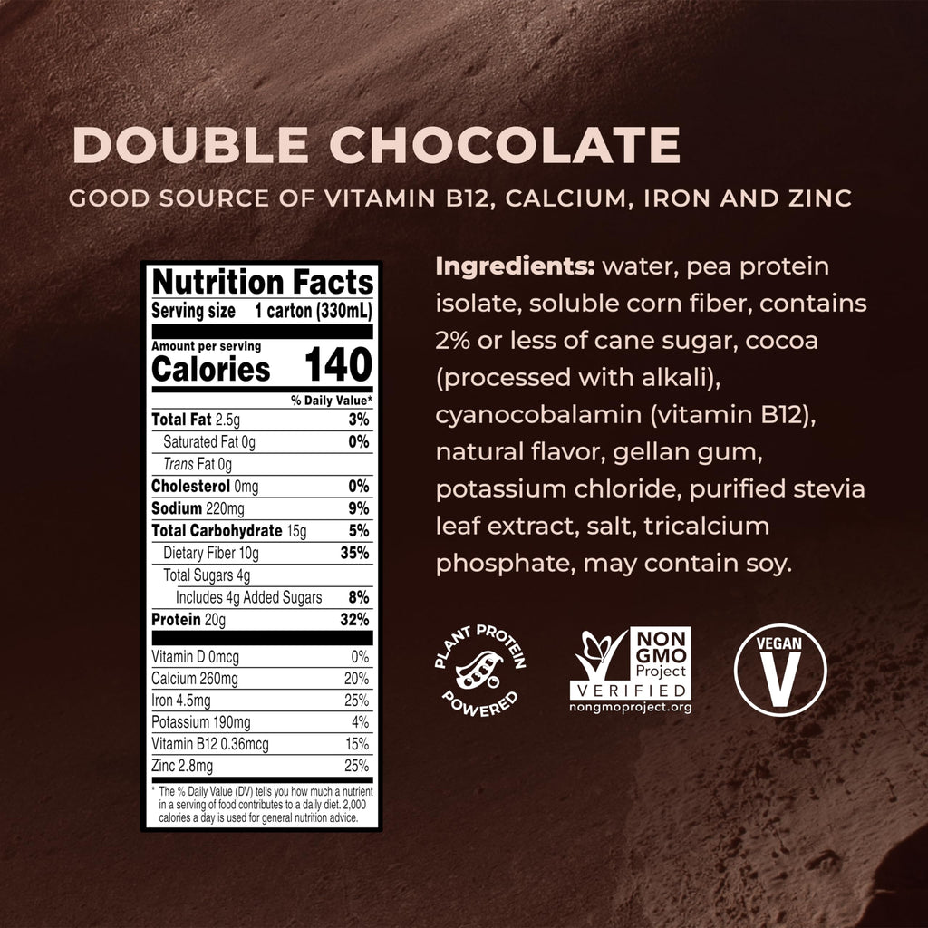 Double Chocolate Vegan Protein Shake 11 Fl Oz Pack of 12 I33788