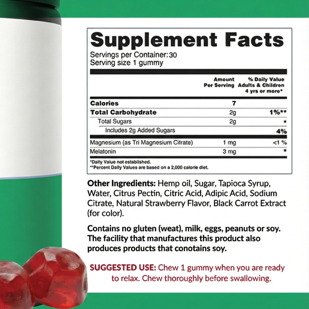Strawberry Hemp Gummies 60 Count Z372849