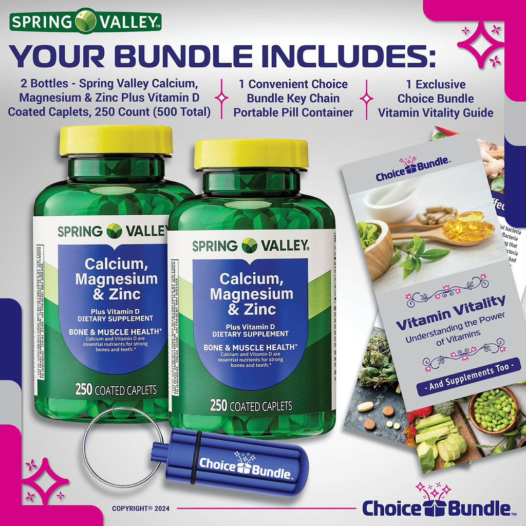 Calcium Magnesium Zinc Plus Vitamin D Caplets 250 Ct 2 pk P403979