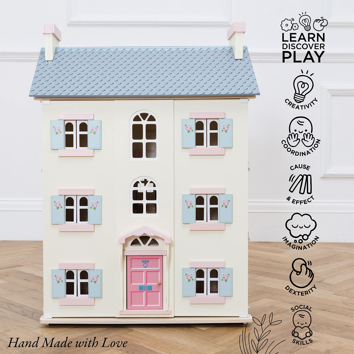 4 Storey Wooden Doll House Play Set X6876