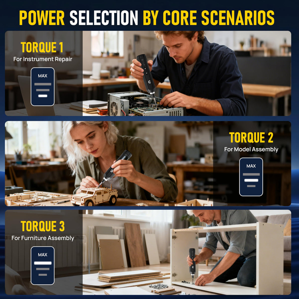 4V Electric Torque Screwdriver Set with 35 Magnetic Bits and Storage Box T15625