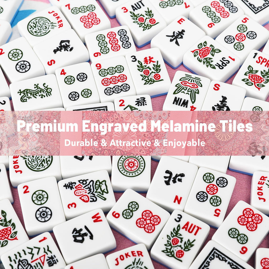 American Mahjong Set with 166 Blue Tiles and Racks E41206