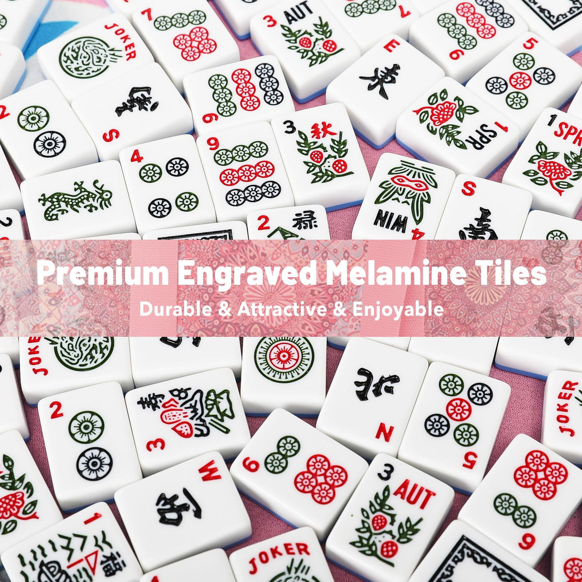 American Mahjong Set with 166 Blue Tiles and Racks E41206