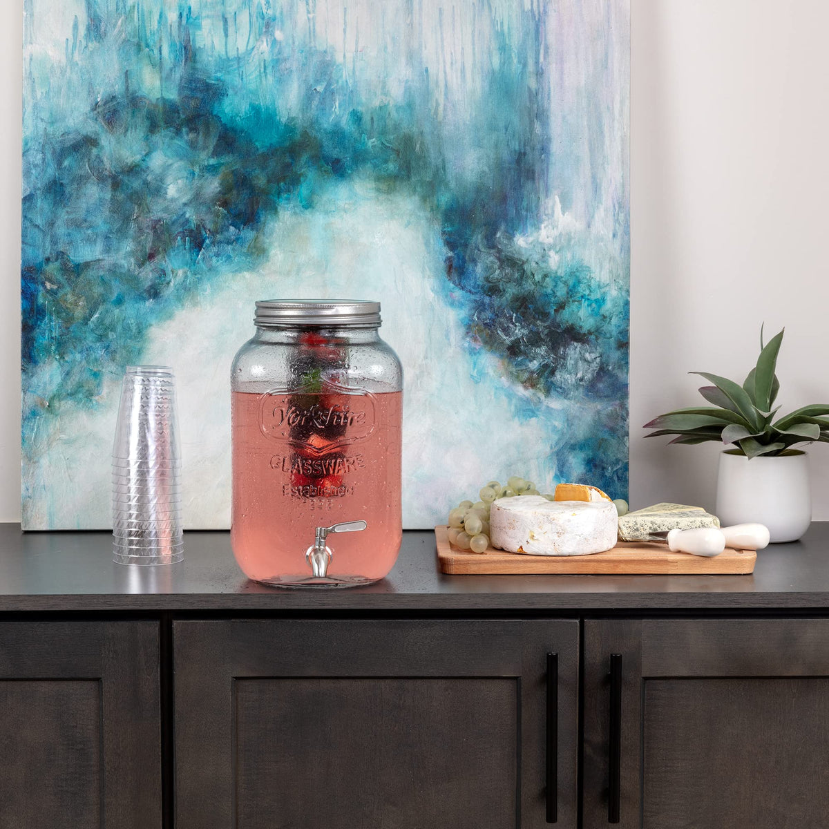 2-Gallon Glass Drink Dispenser with Spigot J101693