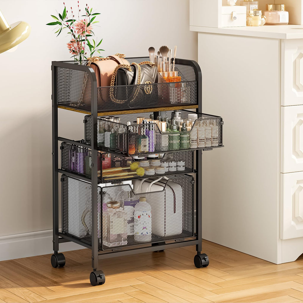4-Tier Rolling Utility Cart with 3 Drawers H28059