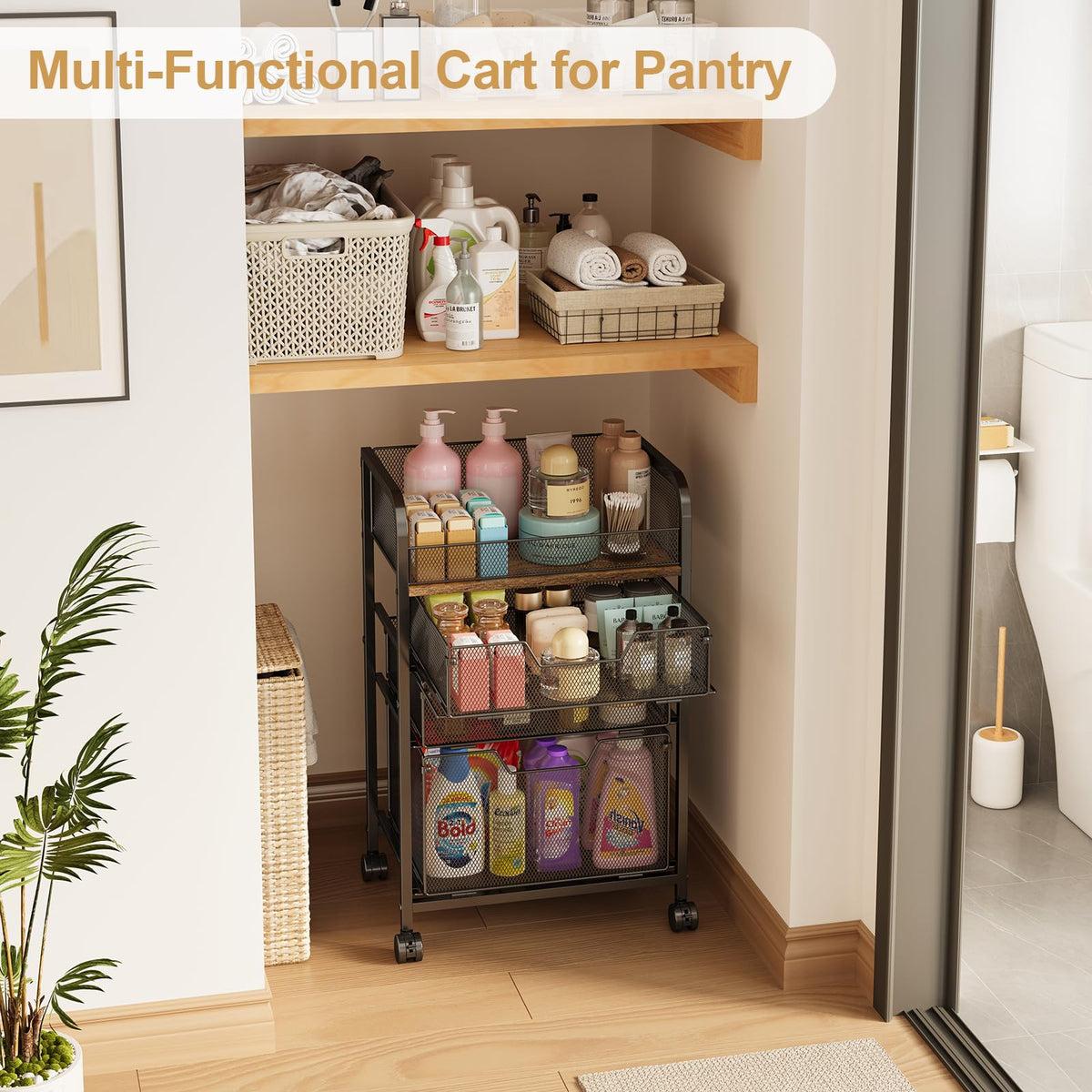 4-Tier Rolling Utility Cart with 3 Drawers H28059