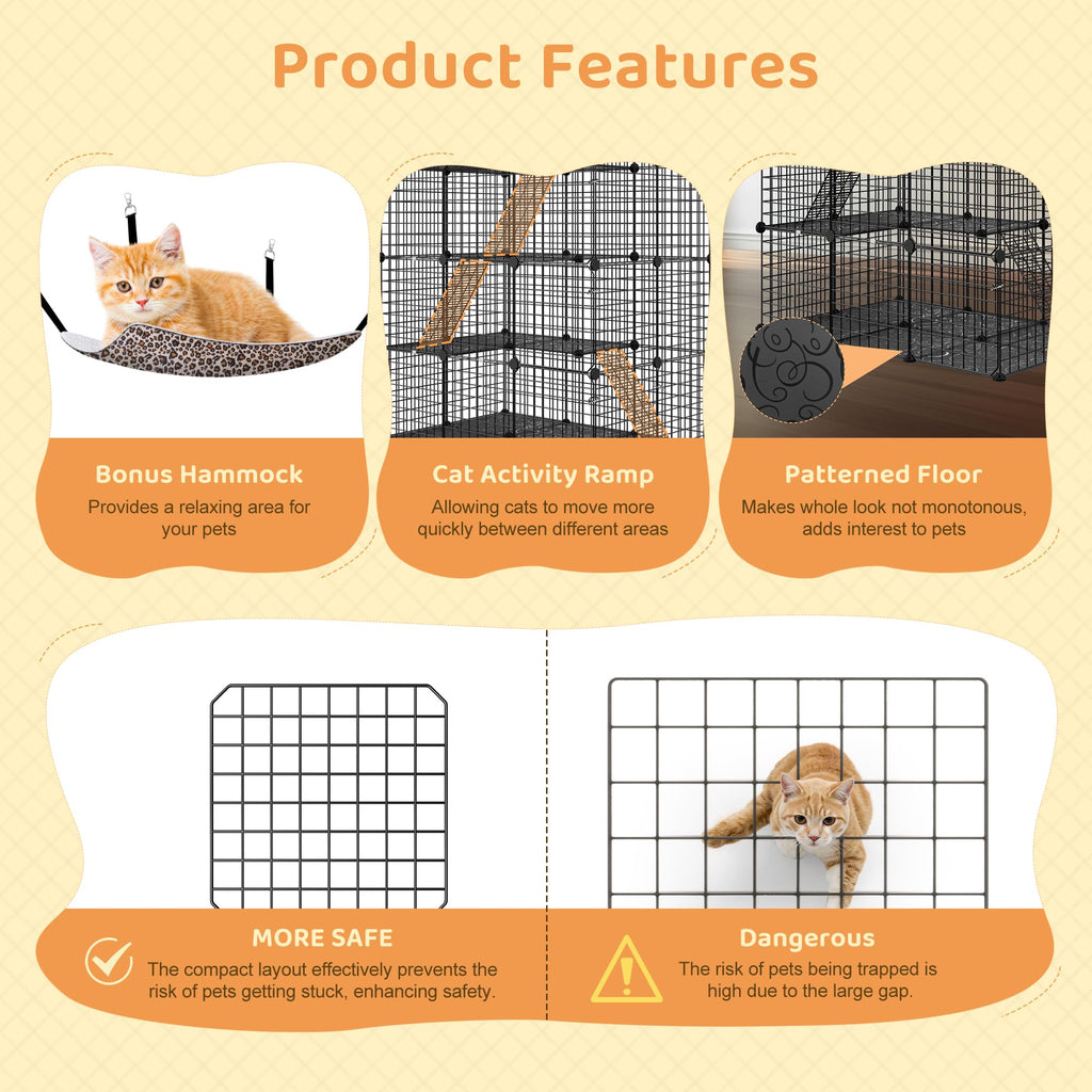 4-Tier Metal Wire Cat Cage with Hammock R314