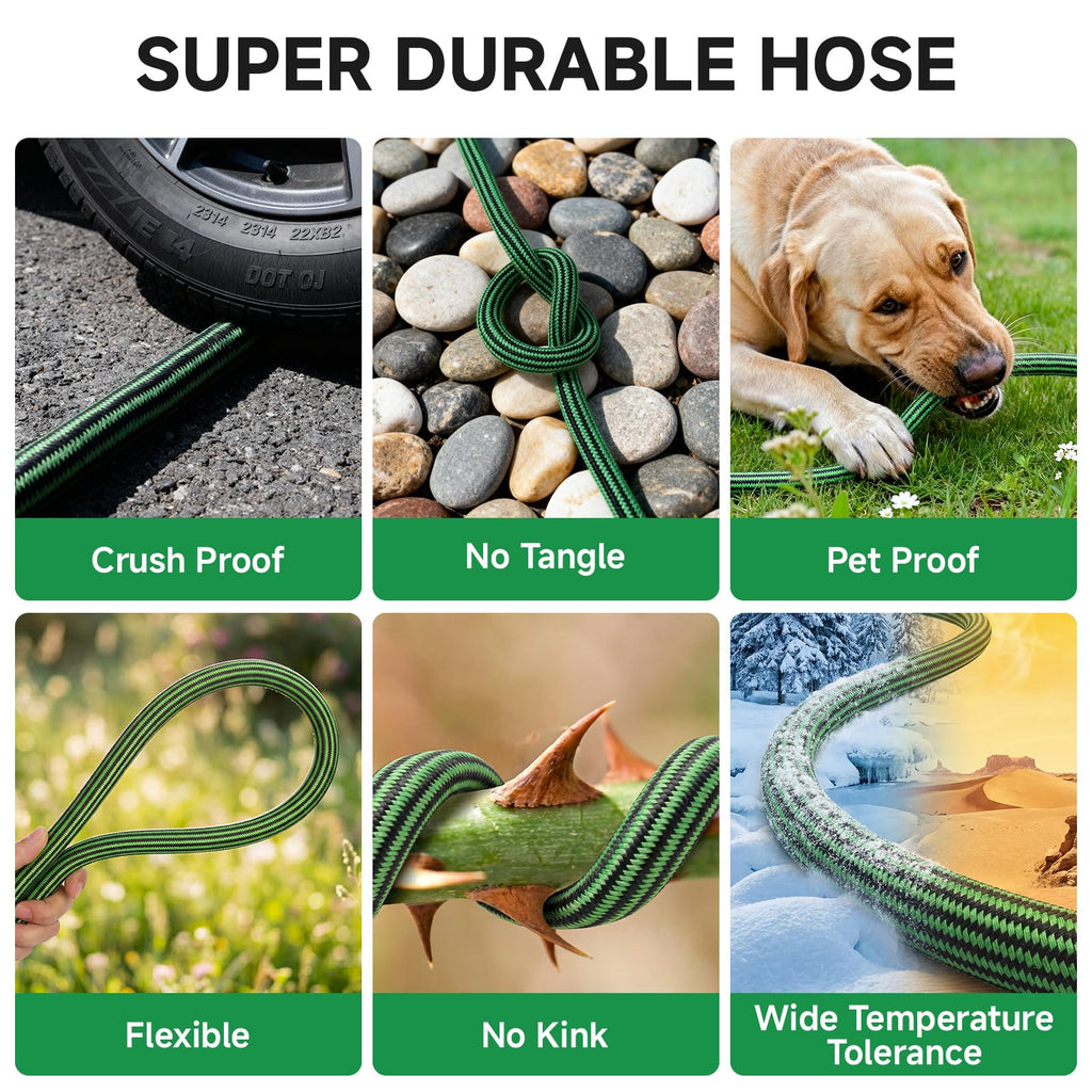 100FT Non-Expandable Kink-Free Garden Hose with Spray Nozzle G1456