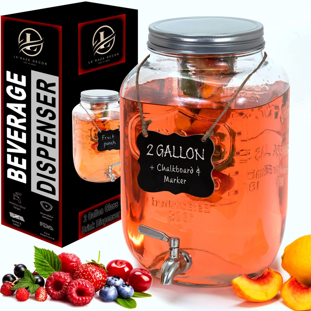 2-Gallon Glass Drink Dispenser with Spigot J101693