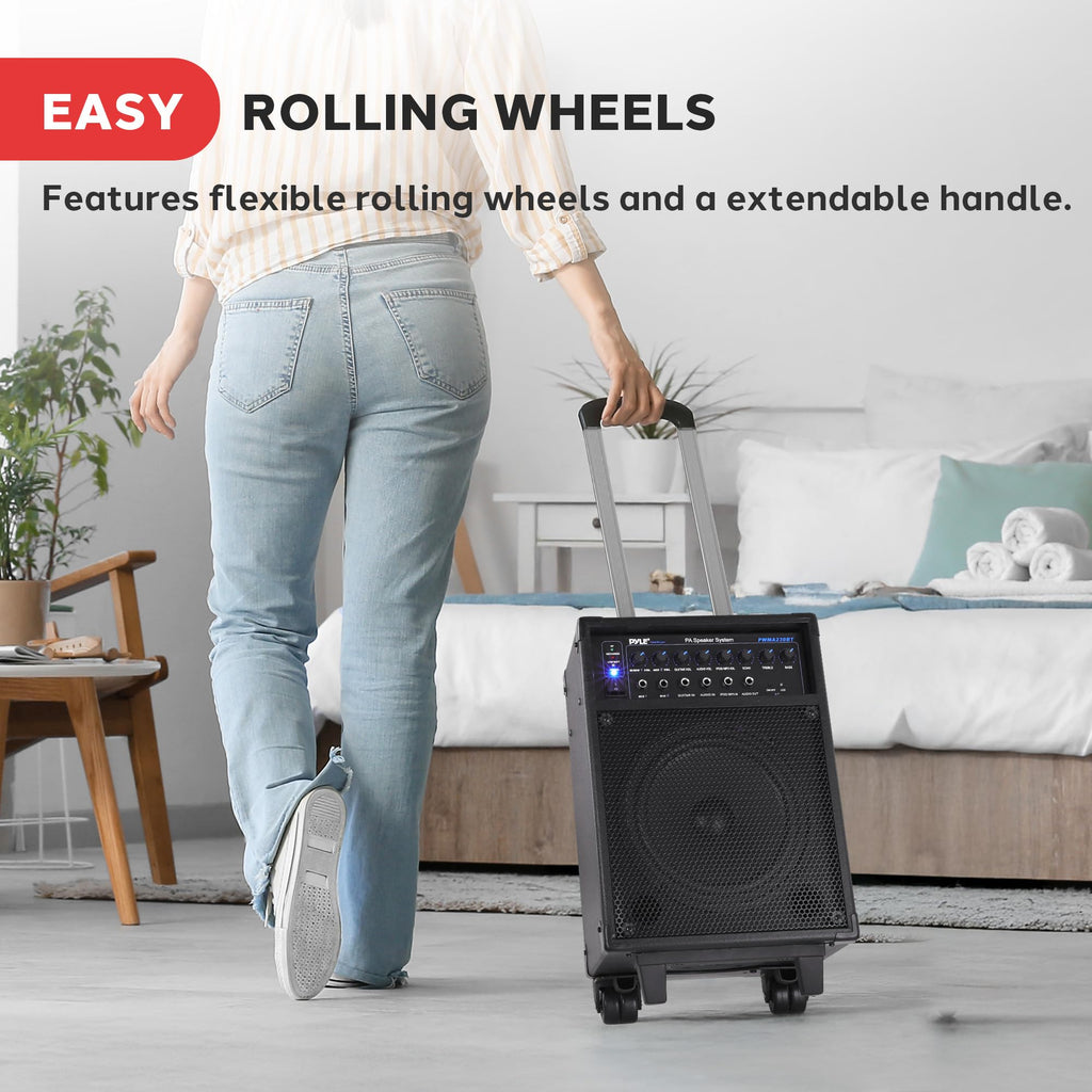 Wireless Portable PA System 400W Bluetooth Compatible Rechargeable Battery Powered Speaker Microphone Set C31175
