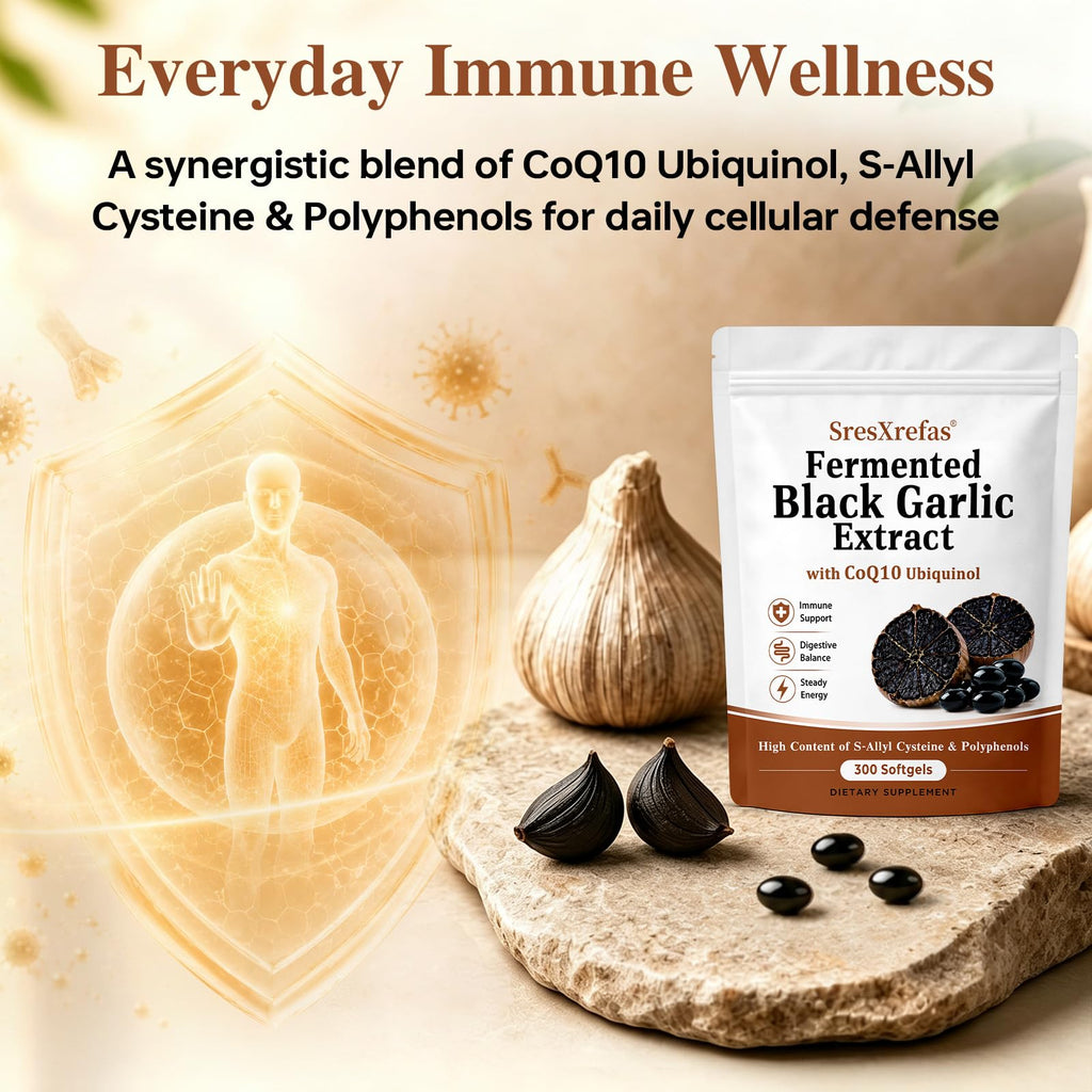 Black Garlic Extract with CoQ10, 300 Softgels O3323