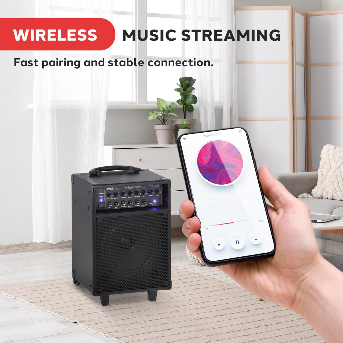 Wireless Portable PA System 400W Bluetooth Compatible Rechargeable Battery Powered Speaker Microphone Set C31175