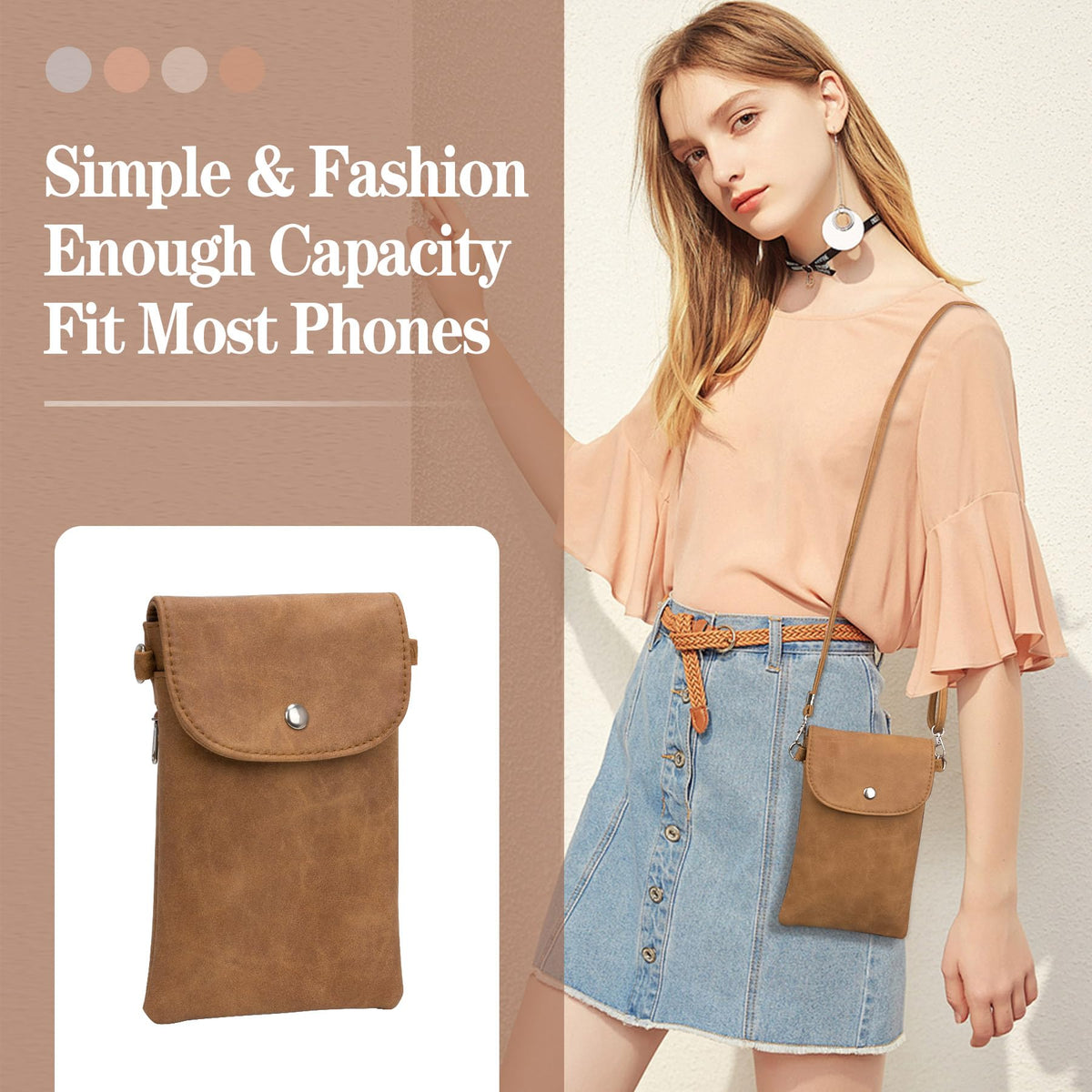 Small Leather Crossbody Bag with Adjustable Strap S559918