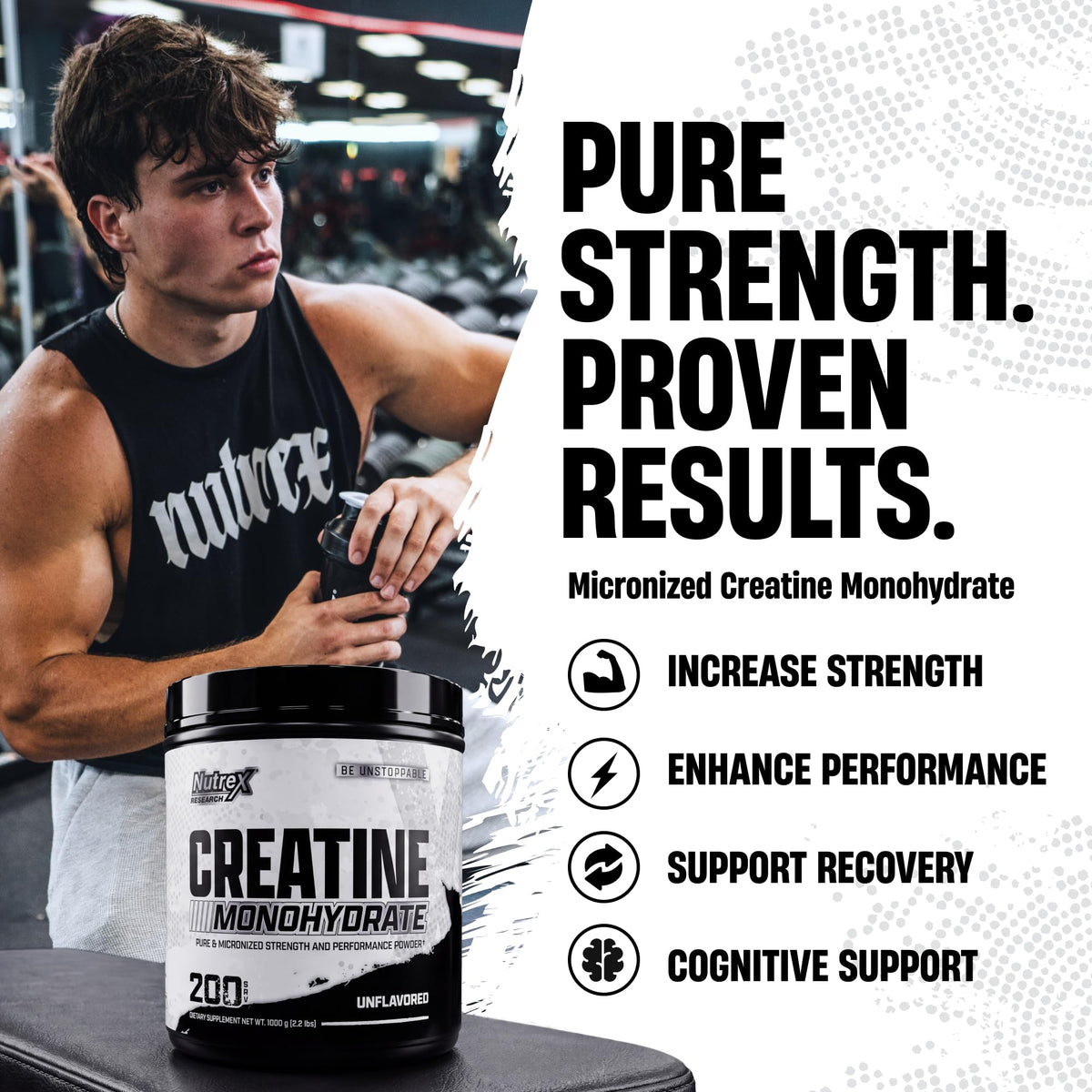 Micronized Creatine Monohydrate Powder 200 Servings 1KG Unflavored C24128