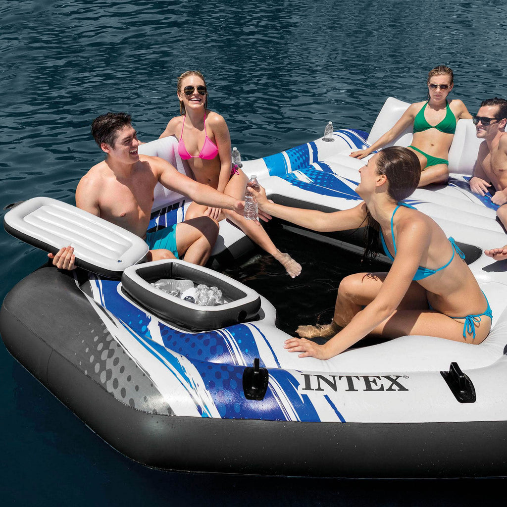 Blue 5-Person Inflatable Pool Island Raft Q993319
