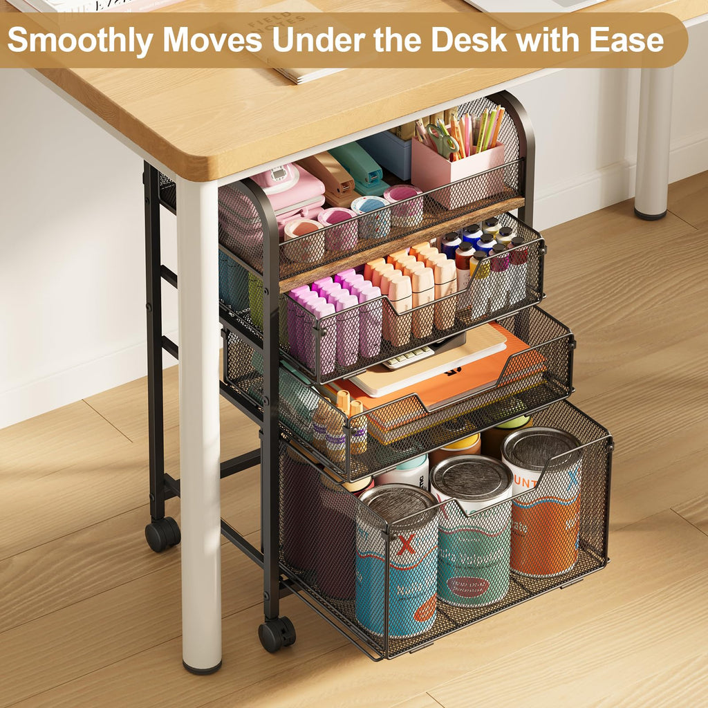 4-Tier Rolling Utility Cart with 3 Drawers H28059