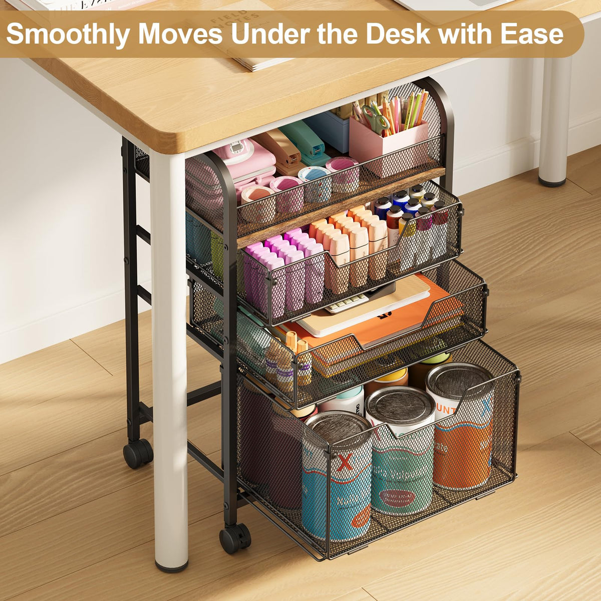 4-Tier Rolling Utility Cart with 3 Drawers H28059