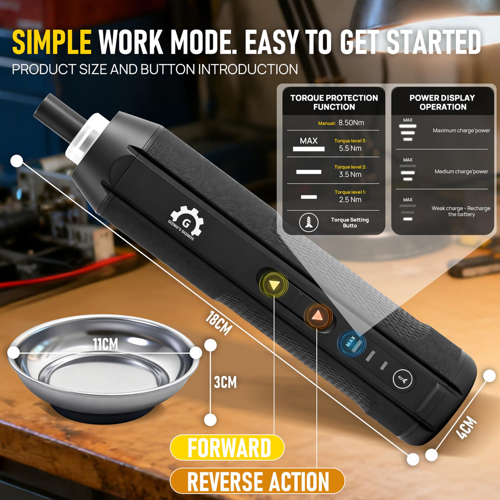 4V Electric Torque Screwdriver Set with 35 Magnetic Bits and Storage Box T15625