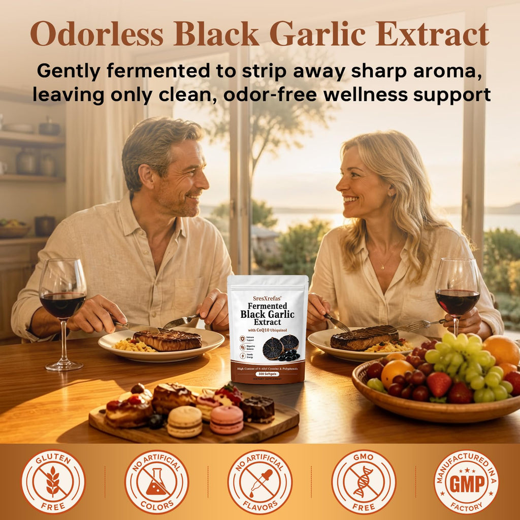Black Garlic Extract with CoQ10, 300 Softgels O3323