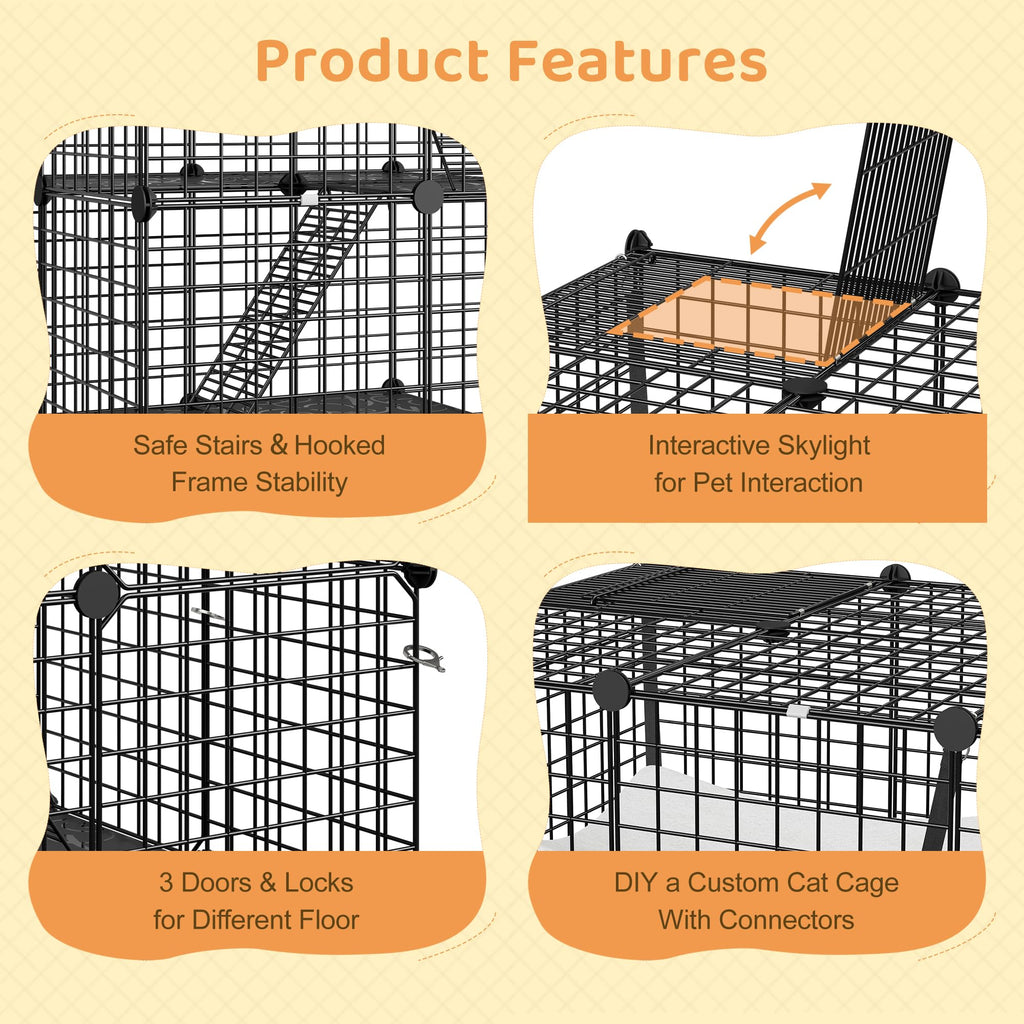 4-Tier Metal Wire Cat Cage with Hammock R314
