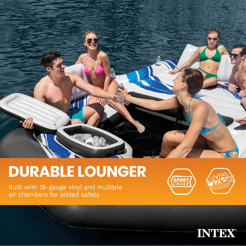 Blue 5-Person Inflatable Pool Island Raft Q993319