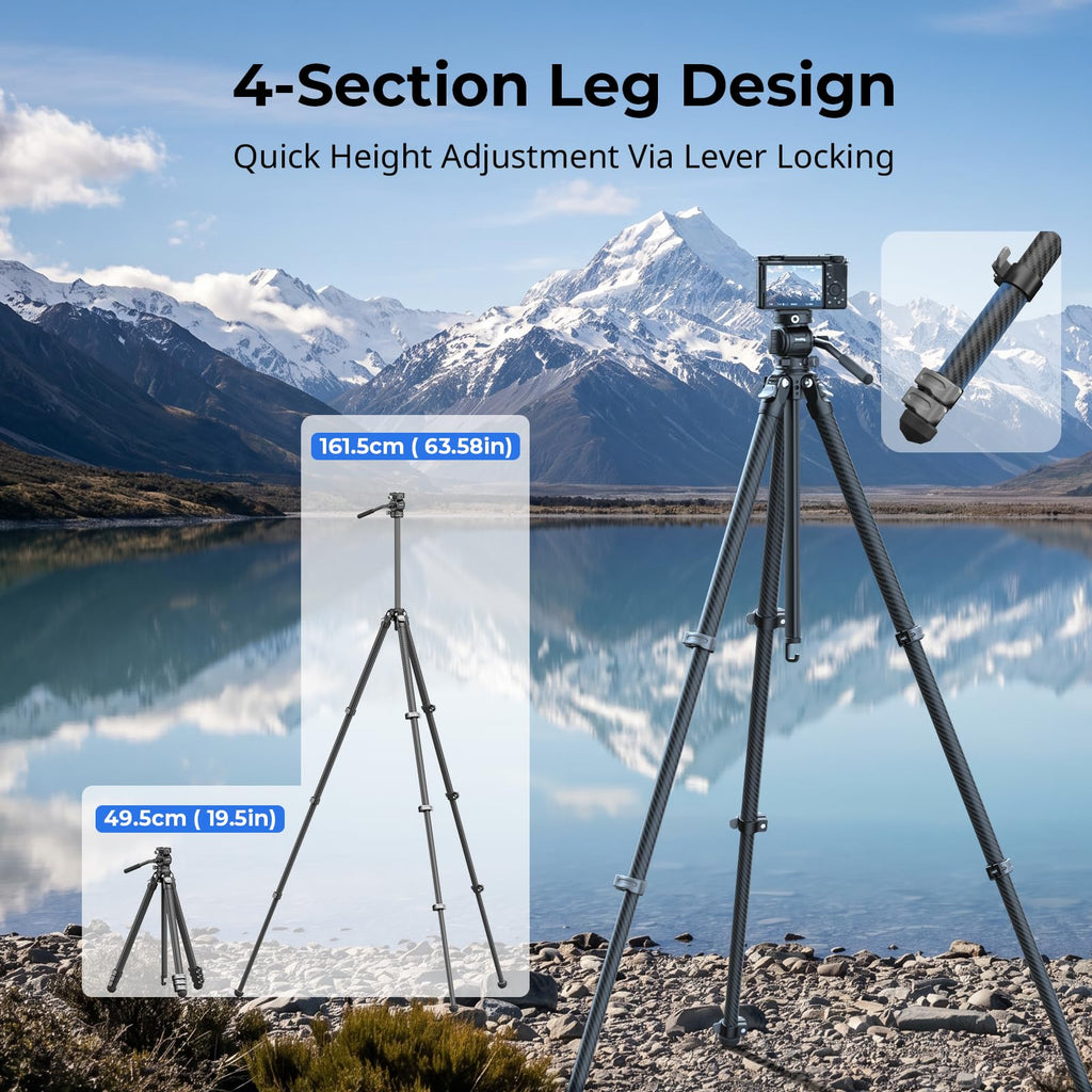 Carbon Fiber Compact Travel Tripod with Fluid Head T96955