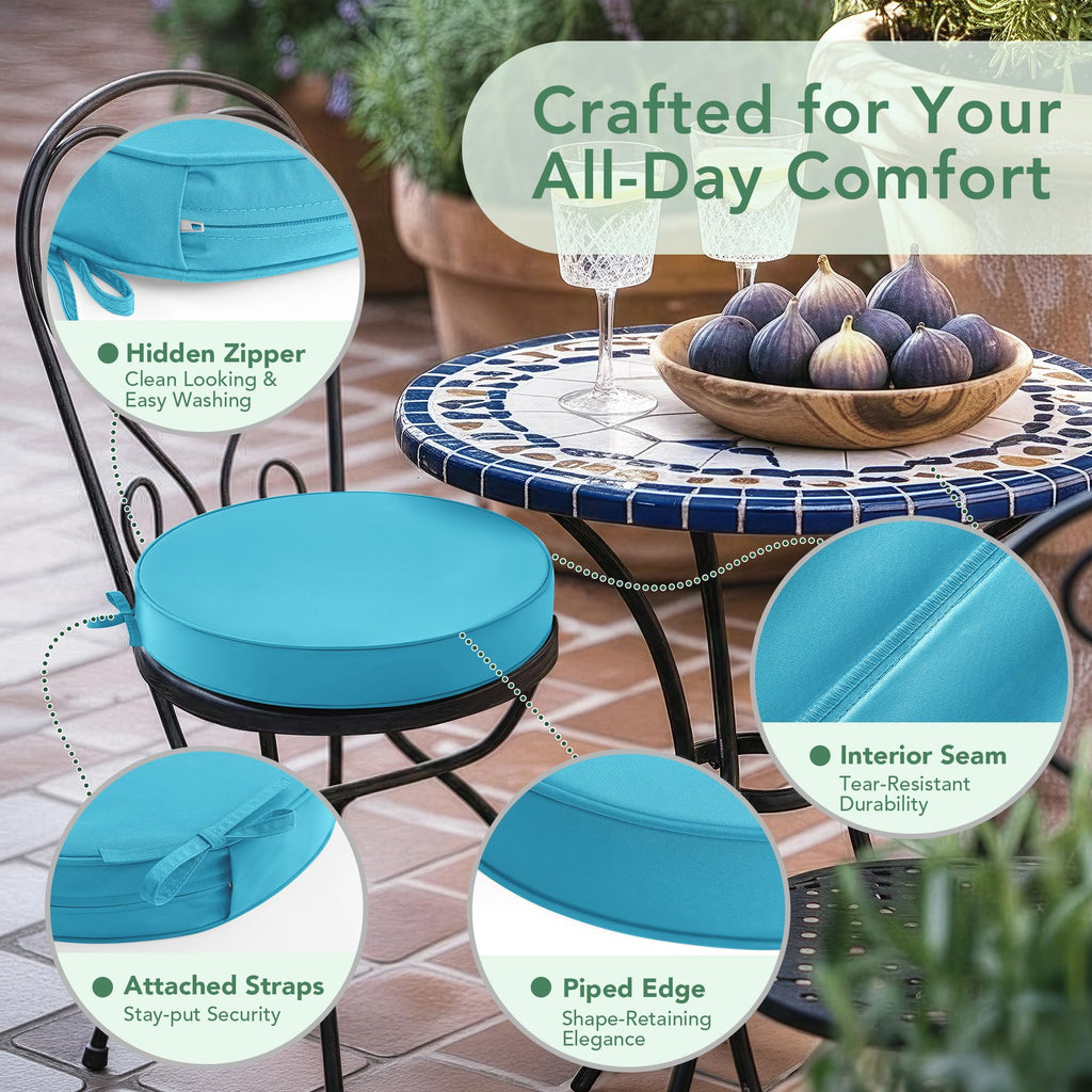 15" Round Waterproof Fade Resistant Chair Cushions Set of 2 H685
