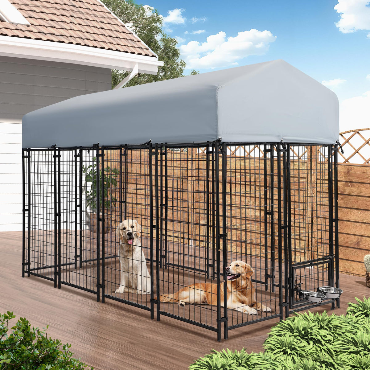 8x4x5.7 FT Heavy Duty Outdoor Dog Kennel with Roof B290499