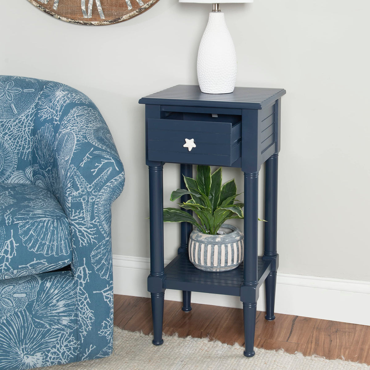 Navy Small Accent Table with Storage W72114