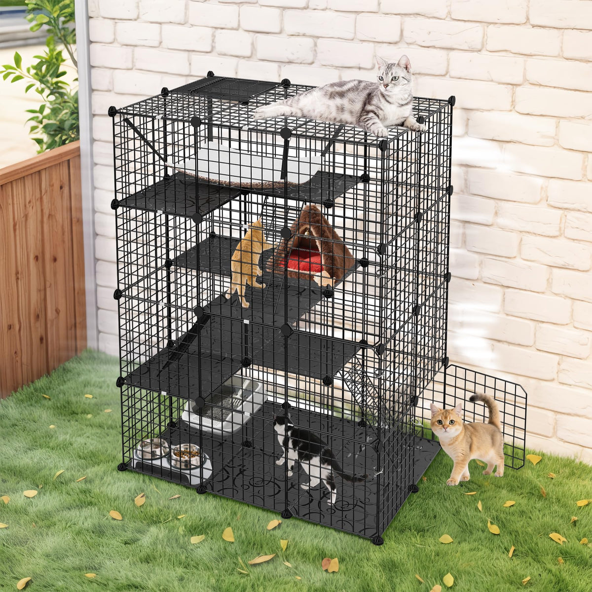 4-Tier Metal Wire Cat Cage with Hammock R314