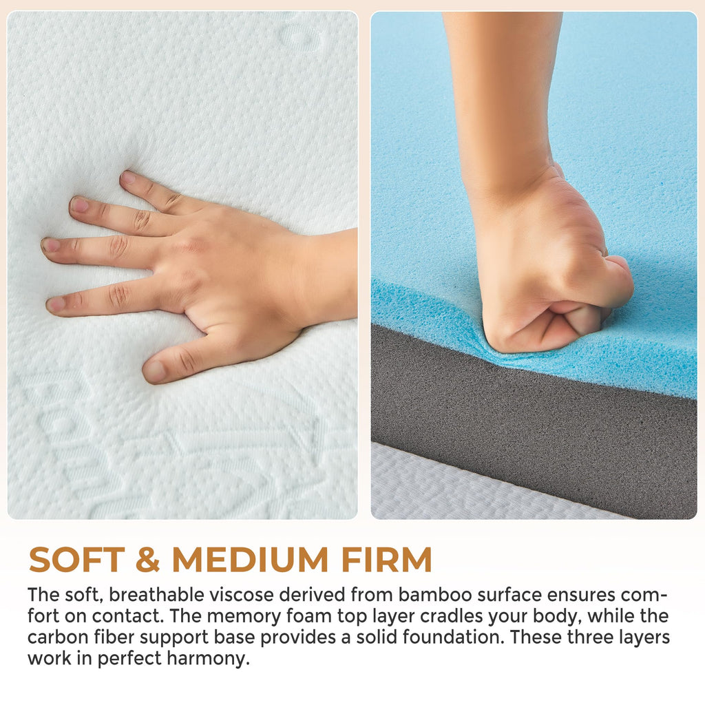 4 Inch Full Size Foldable Memory Foam Trifold Mattress W374