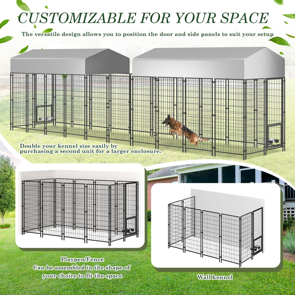 8x4x5.7 FT Heavy Duty Outdoor Dog Kennel with Roof B290499