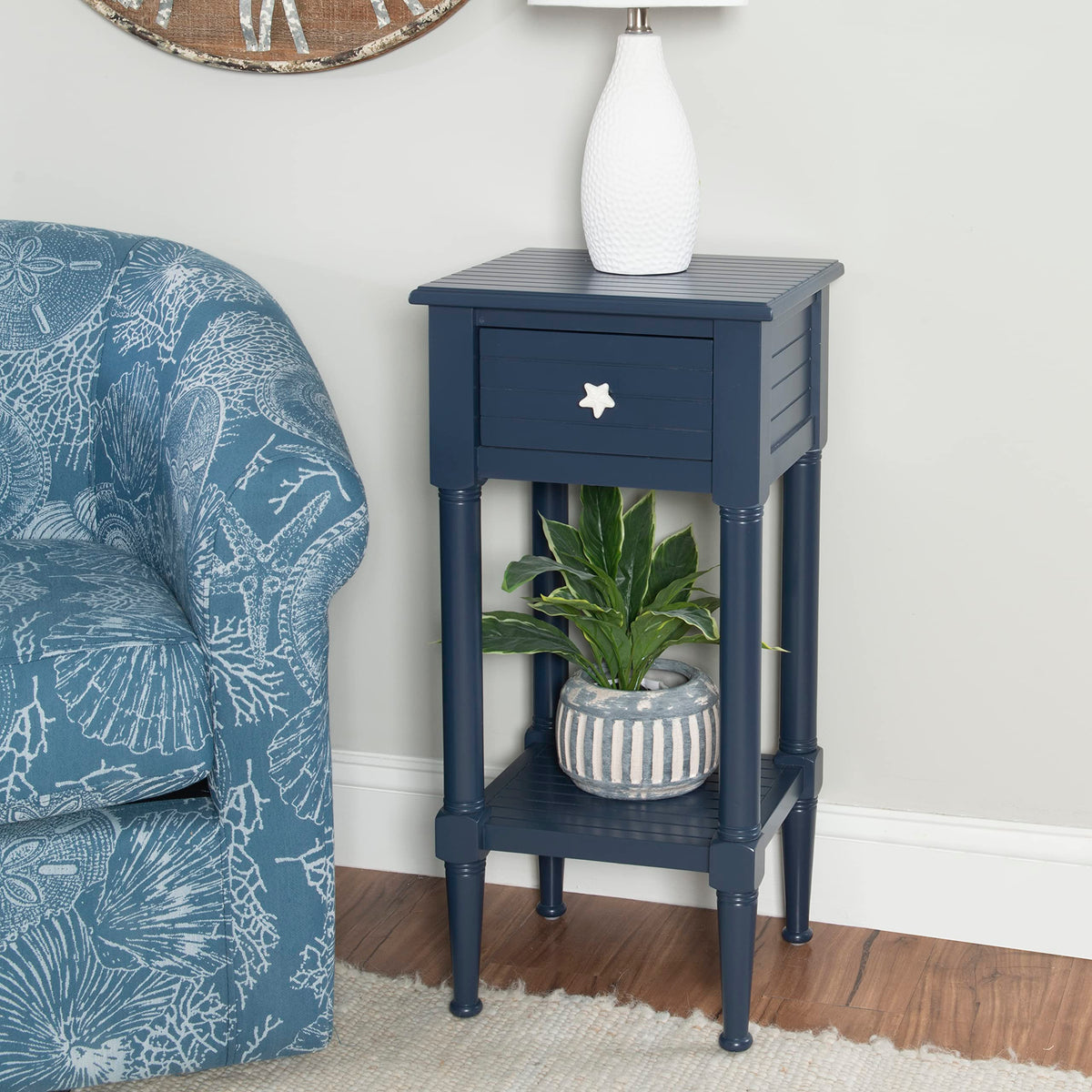 Navy Small Accent Table with Storage W72114