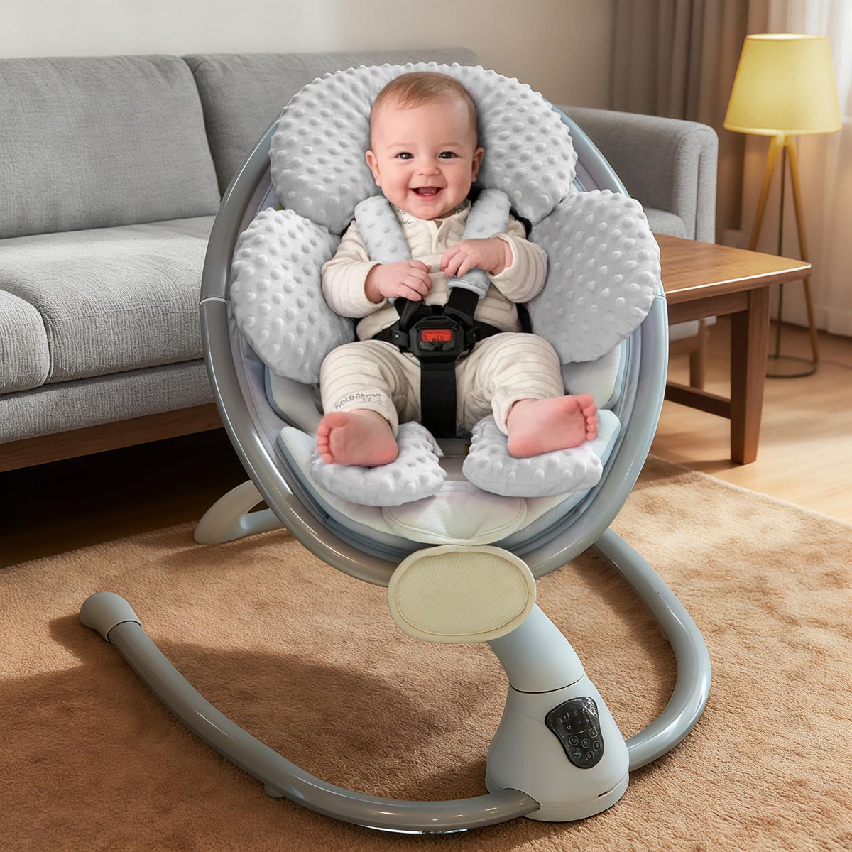 Infant Car Seat Head Neck Body Support, Ultra-Soft Minky Microfiber, 2-in-1 Reversible, Gray Y134