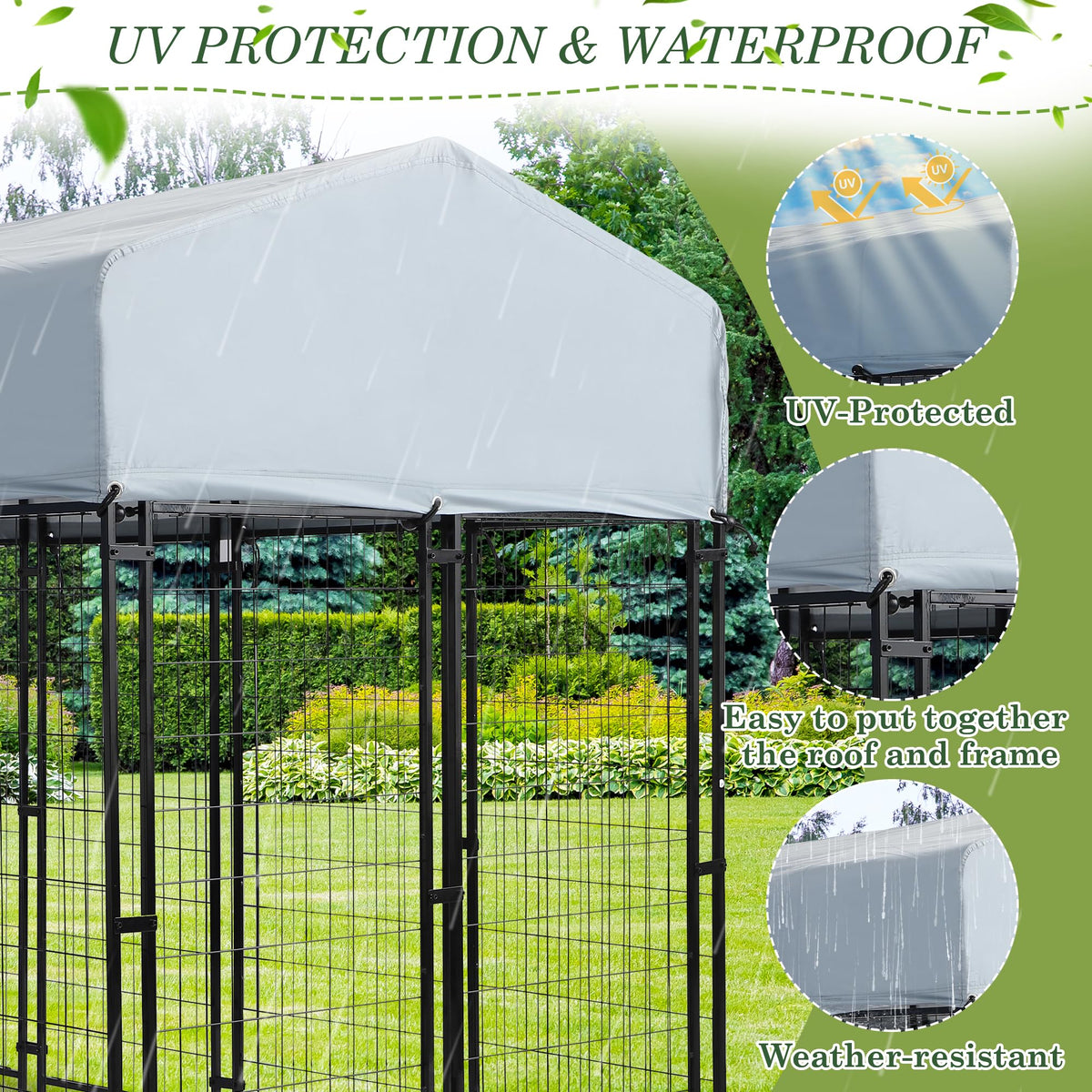 8x4x5.7 FT Heavy Duty Outdoor Dog Kennel with Roof B290499