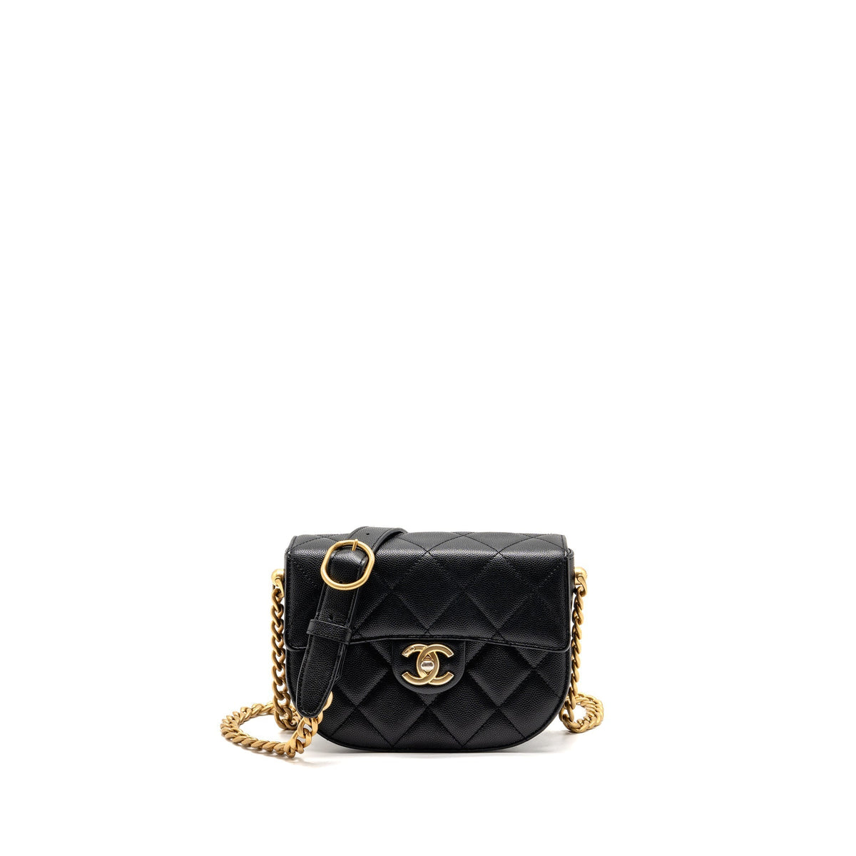 22B ROUND MESSENGER BAG CAVIAR BLACK GHW (MICROCHIP)