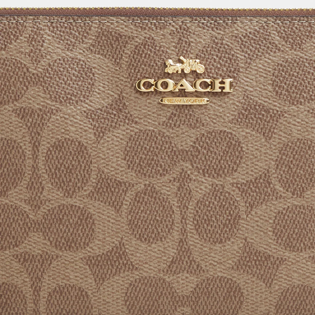Coach Outlet Large Corner Zip Wristlet In Signature Canvas